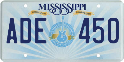MS license plate ADE450