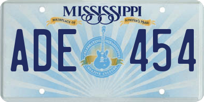 MS license plate ADE454
