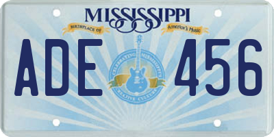 MS license plate ADE456
