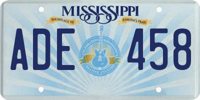 MS license plate ADE458