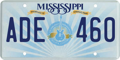 MS license plate ADE460