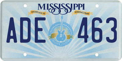 MS license plate ADE463