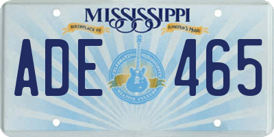 MS license plate ADE465