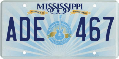 MS license plate ADE467