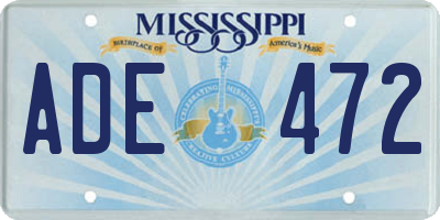 MS license plate ADE472