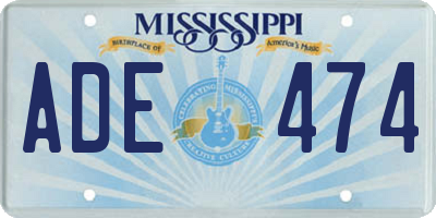 MS license plate ADE474