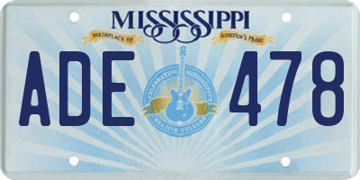 MS license plate ADE478