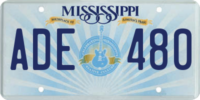 MS license plate ADE480