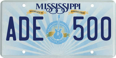 MS license plate ADE500