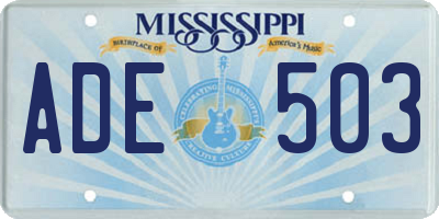 MS license plate ADE503