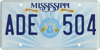 MS license plate ADE504