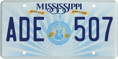 MS license plate ADE507
