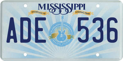 MS license plate ADE536