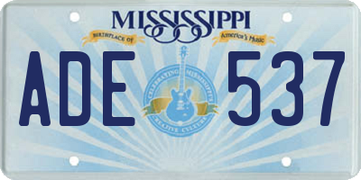 MS license plate ADE537