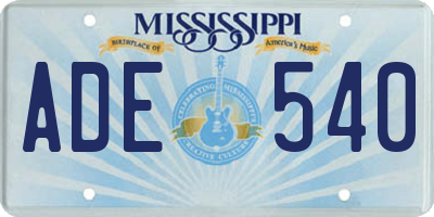 MS license plate ADE540