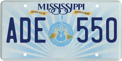 MS license plate ADE550
