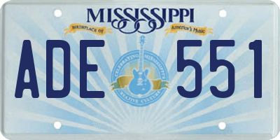 MS license plate ADE551