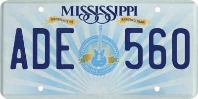 MS license plate ADE560