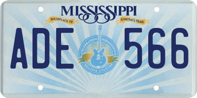 MS license plate ADE566