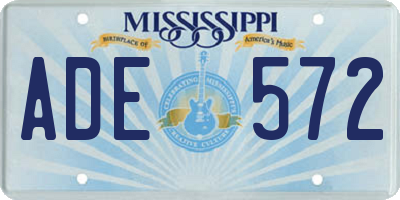 MS license plate ADE572