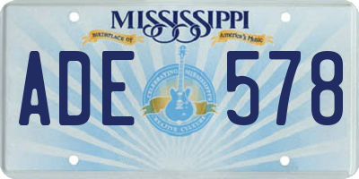 MS license plate ADE578