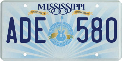 MS license plate ADE580