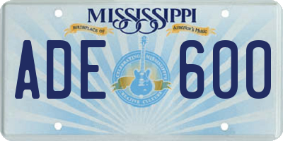 MS license plate ADE600