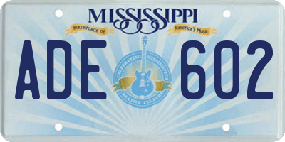 MS license plate ADE602