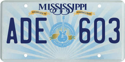 MS license plate ADE603
