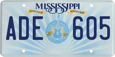 MS license plate ADE605