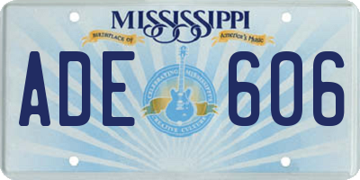 MS license plate ADE606