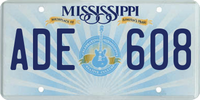 MS license plate ADE608