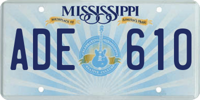 MS license plate ADE610
