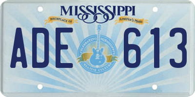 MS license plate ADE613