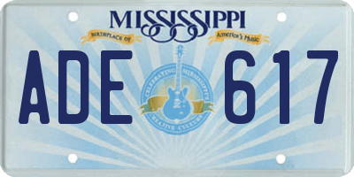 MS license plate ADE617