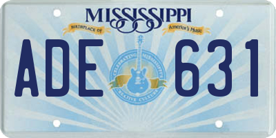 MS license plate ADE631