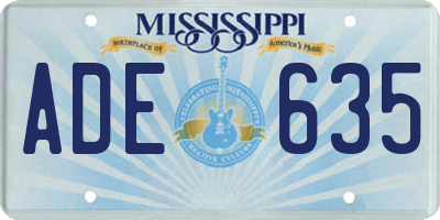 MS license plate ADE635