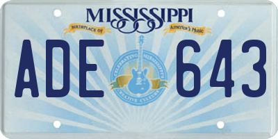 MS license plate ADE643