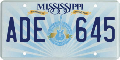 MS license plate ADE645