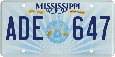 MS license plate ADE647