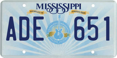 MS license plate ADE651