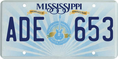 MS license plate ADE653