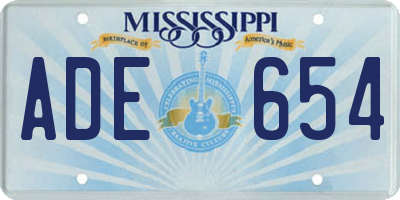 MS license plate ADE654