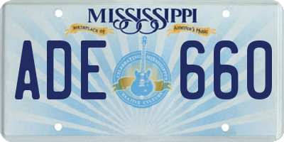 MS license plate ADE660