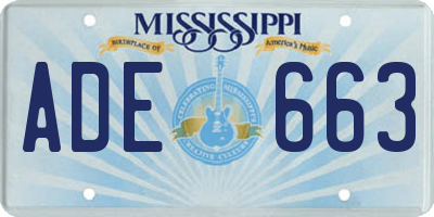 MS license plate ADE663