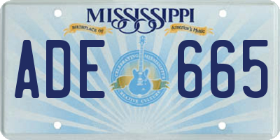 MS license plate ADE665