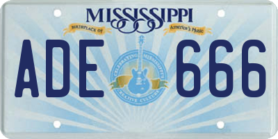MS license plate ADE666