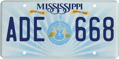 MS license plate ADE668