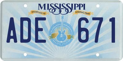 MS license plate ADE671