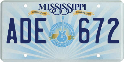 MS license plate ADE672